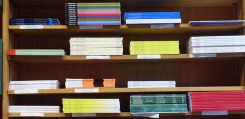 journals on shelves